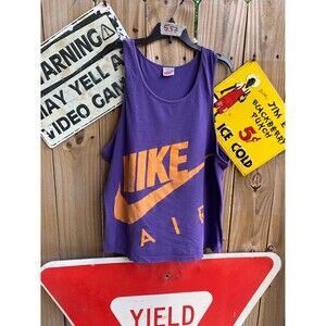 80s Nike Air purple tank top spell out double sided big print Size M